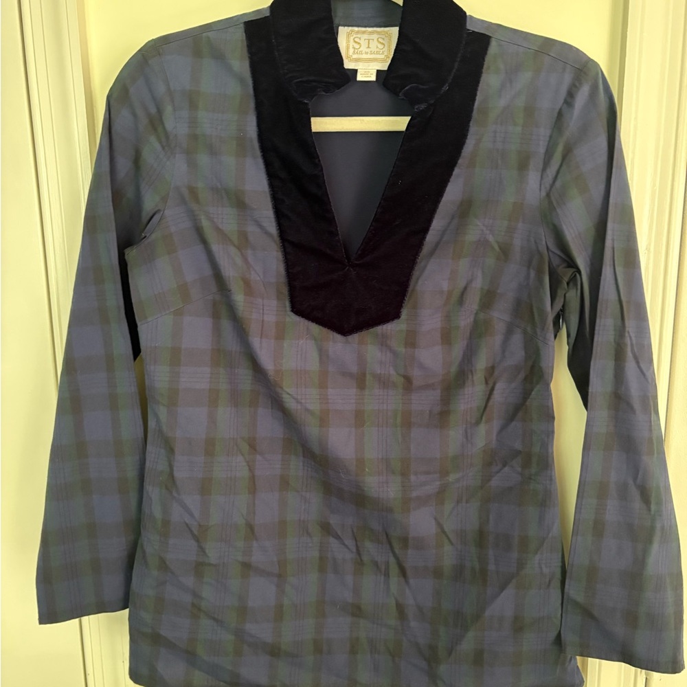 Sail to Sable Holiday Plaid Tunic - Blue and Black